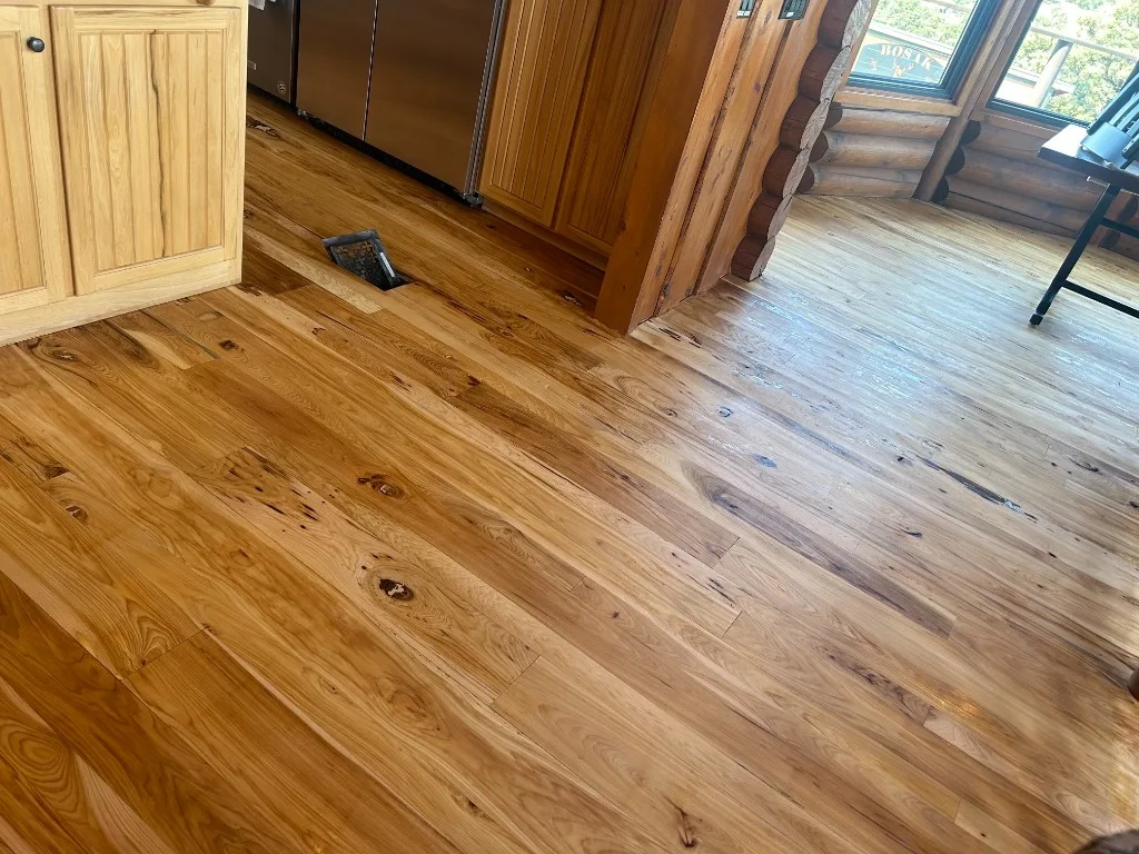 Light wide plank hardwood floor installation